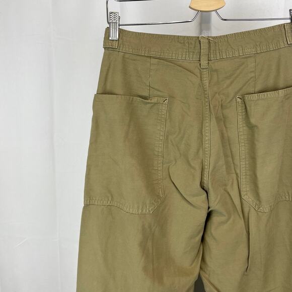 EVERLANE The Fatigue Barrel Pants Cargo Pockets Organic Cotton Linen Khaki 4 - Picture 8 of 11